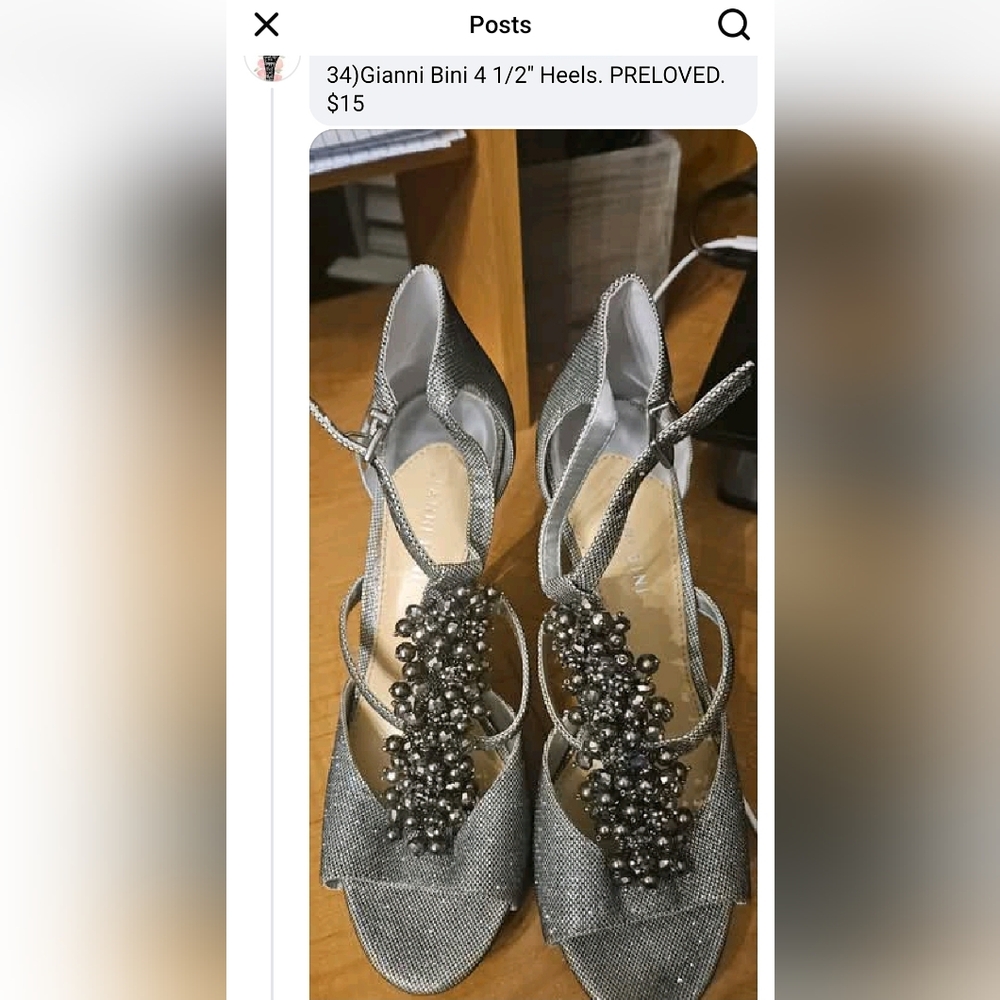 Gianni Bini Silver Crystal Embellished Heels